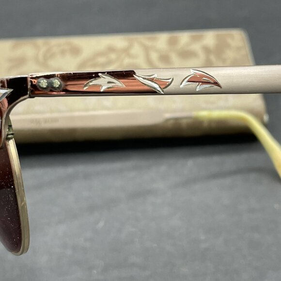 VTG Cat Eye Glasses Mid Century Gold Tone Ornate 1/10 12K GF 44 Alum With Case - Picture 6 of 16